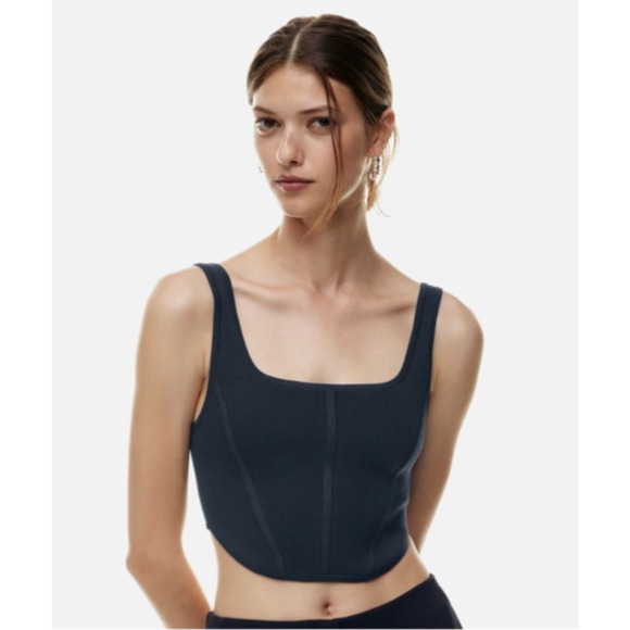 Aritzia Tops - Babaton Aritzia Bustier Corset Top Sculpt Knit Womens Size S Black Crop A36
